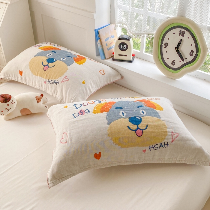 91家纺网 家纺一手货源 找家纺 美宜家2025新款全棉水洗纱布枕巾 旺旺一对