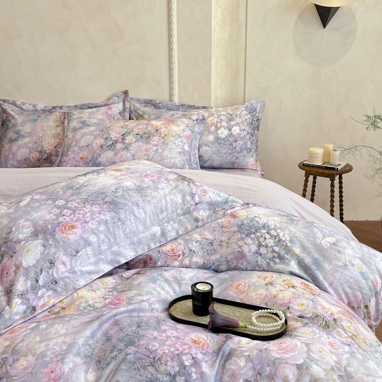 91家纺网 家纺一手货源 找家纺 禾时 2025新款全棉超柔数码印花磨毛四件套（32x21磨毛） 制岛之息（紫）