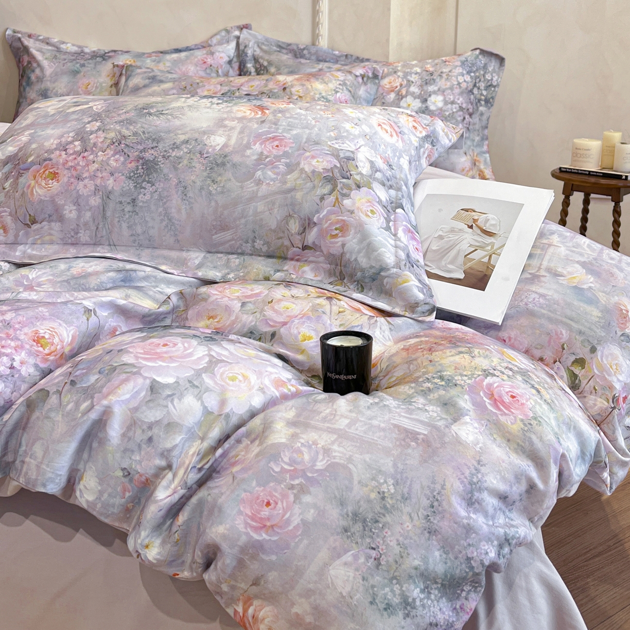 91家纺网 家纺一手货源 找家纺 禾时 2025新款全棉超柔数码印花磨毛四件套（32x21磨毛） 制岛之息（紫）