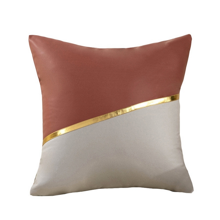 新奇异 2025新款镶边拼接科技布抱枕（支持定制） 浪漫满屋-橘红