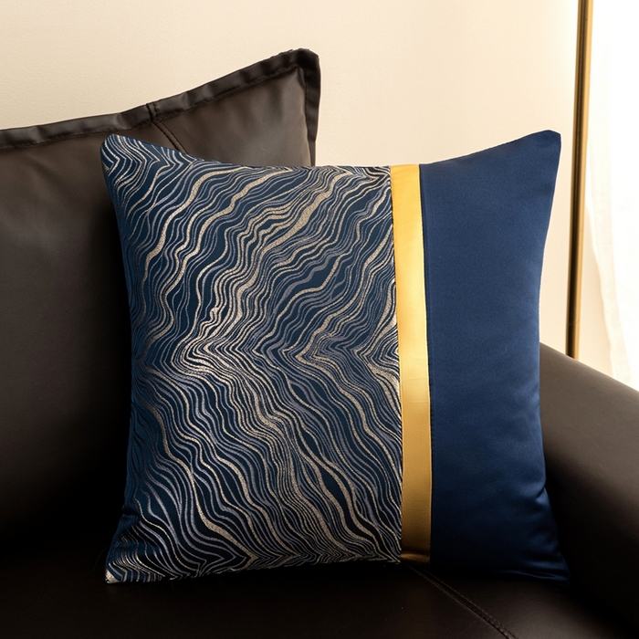 新奇异 2025新款新中式肌理纹抱枕 丝澜云影-孔雀蓝