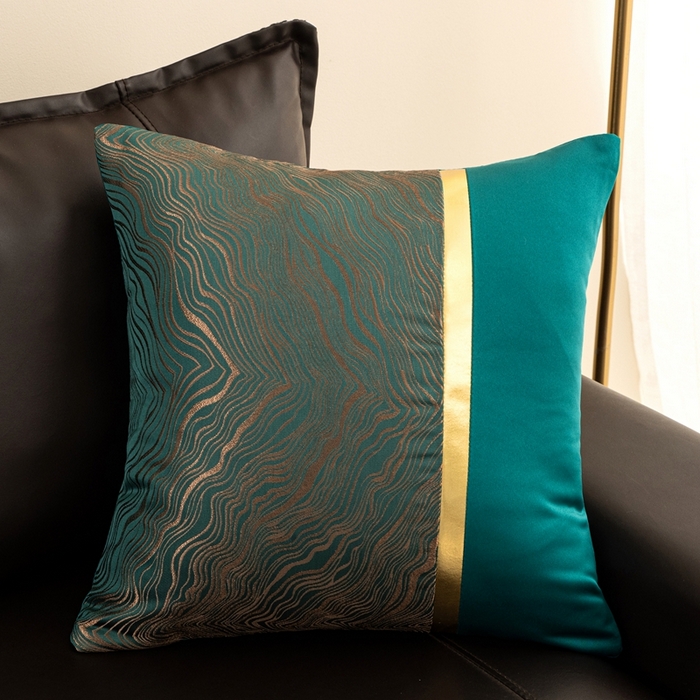 新奇异 2025新款新中式肌理纹抱枕 丝澜云影-祖母绿