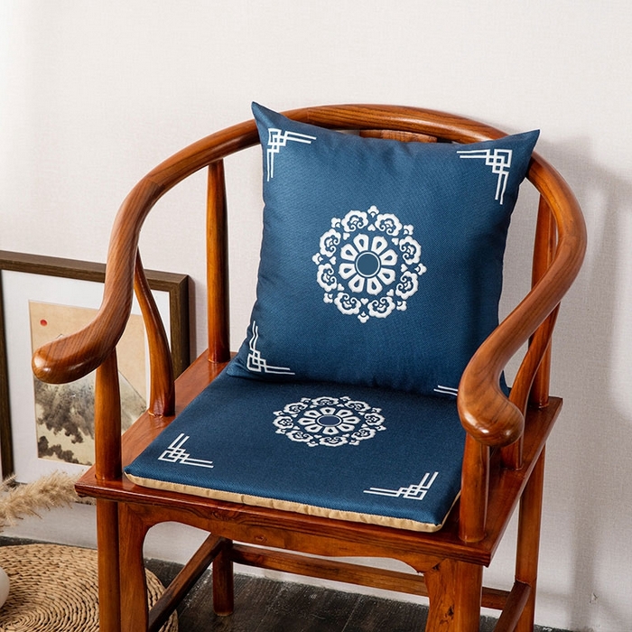 新奇异 2025新款高弹pp棉新中式坐垫+抱枕 锦绣年华-蓝