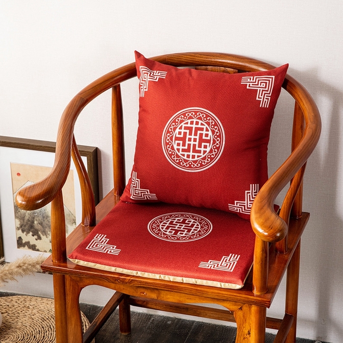 新奇异 2025新款高弹pp棉新中式坐垫+抱枕 洪福齐天-红