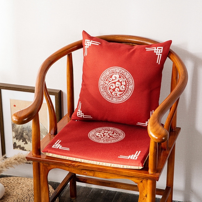 新奇异 2025新款高弹pp棉新中式坐垫+抱枕 福禄富贵-红