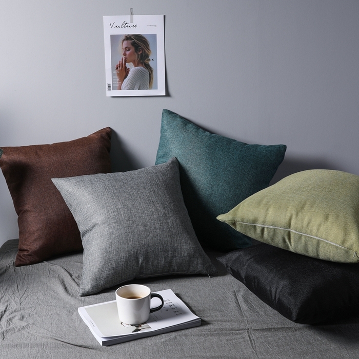 91家纺网 家纺一手货源 找家纺 （总）新奇异 2025新款涤麻纯色抱枕靠垫 （支持定制）