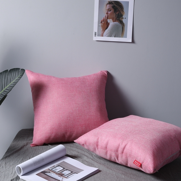 91家纺网 家纺一手货源 找家纺 （总）新奇异 2025新款涤麻纯色抱枕靠垫 （支持定制）