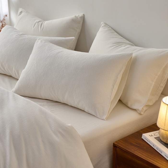 91家纺网 家纺一手货源 找家纺 （总）梦享生活家居 2025新款白色全棉肌理纹提花四件套