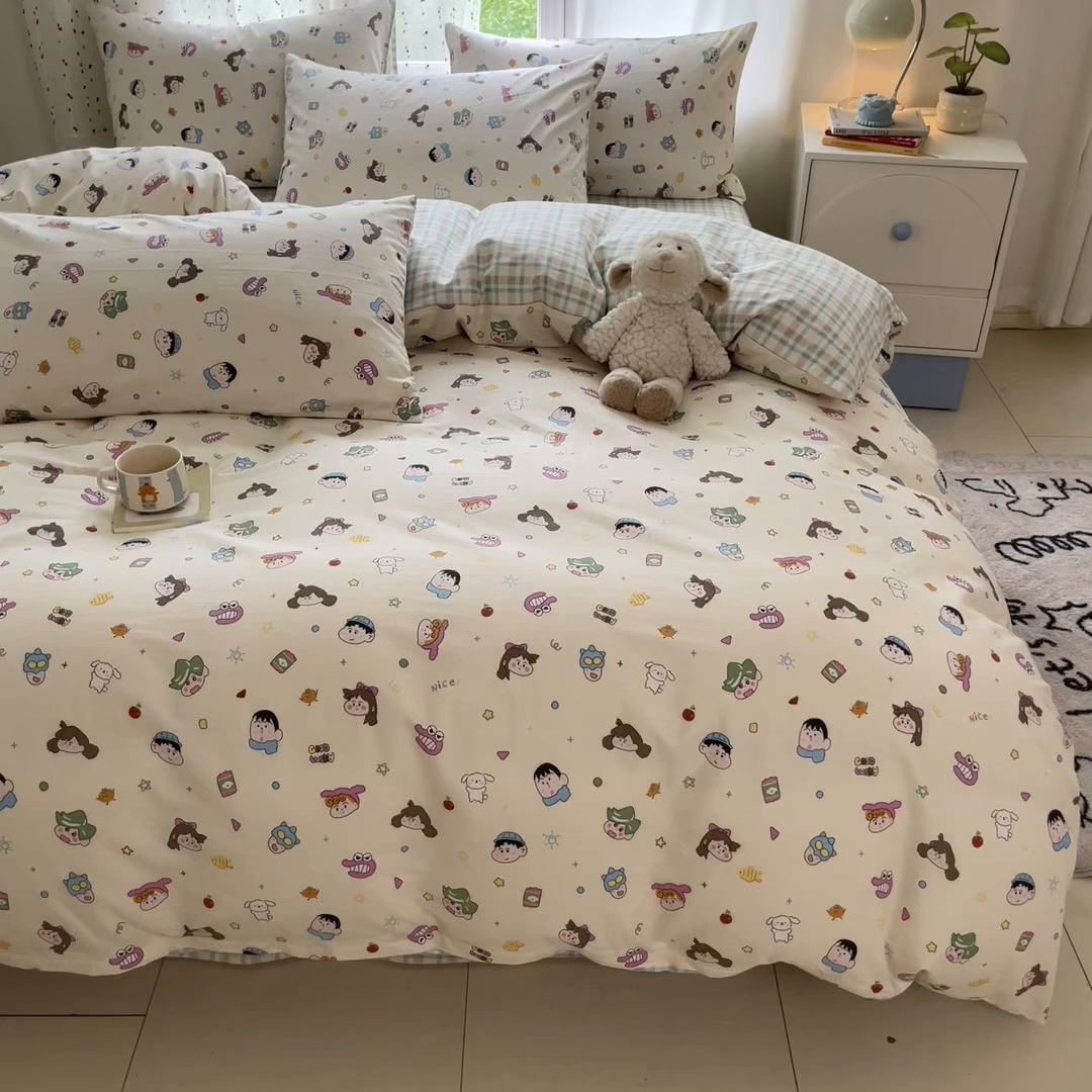 91家纺网 家纺一手货源 找家纺 瑞莱2025新款开学季全棉133*72印花四件套 新新一家