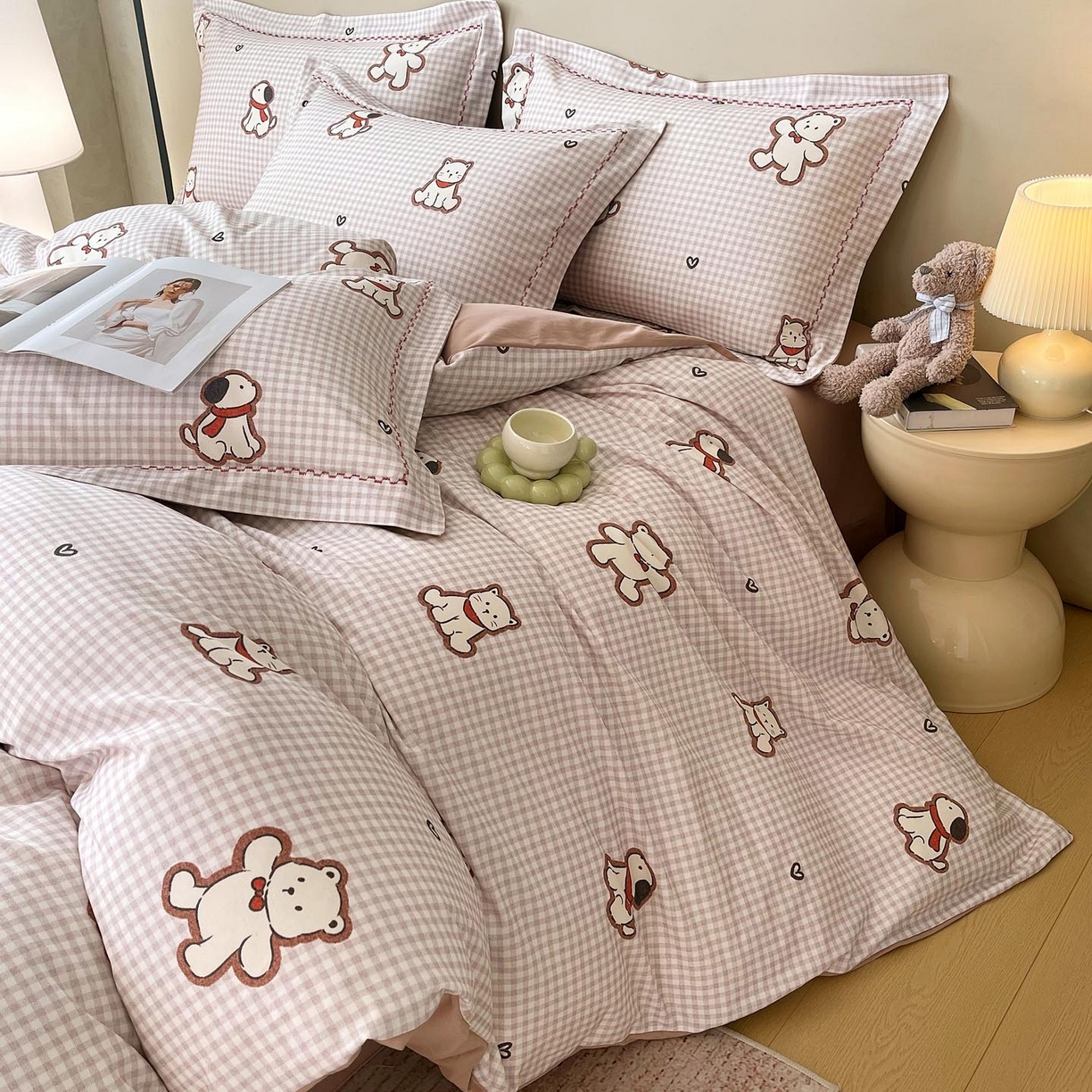 91家纺网 家纺一手货源 找家纺 慕希家纺 2025新款疆大白全棉纯棉加厚生态磨毛四件套 萌趣