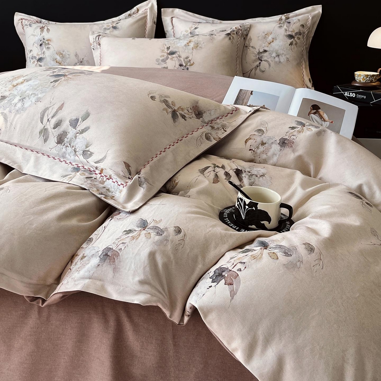 91家纺网 家纺一手货源 找家纺 慕希家纺 2025新款疆大白全棉纯棉加厚生态磨毛四件套 闻花语