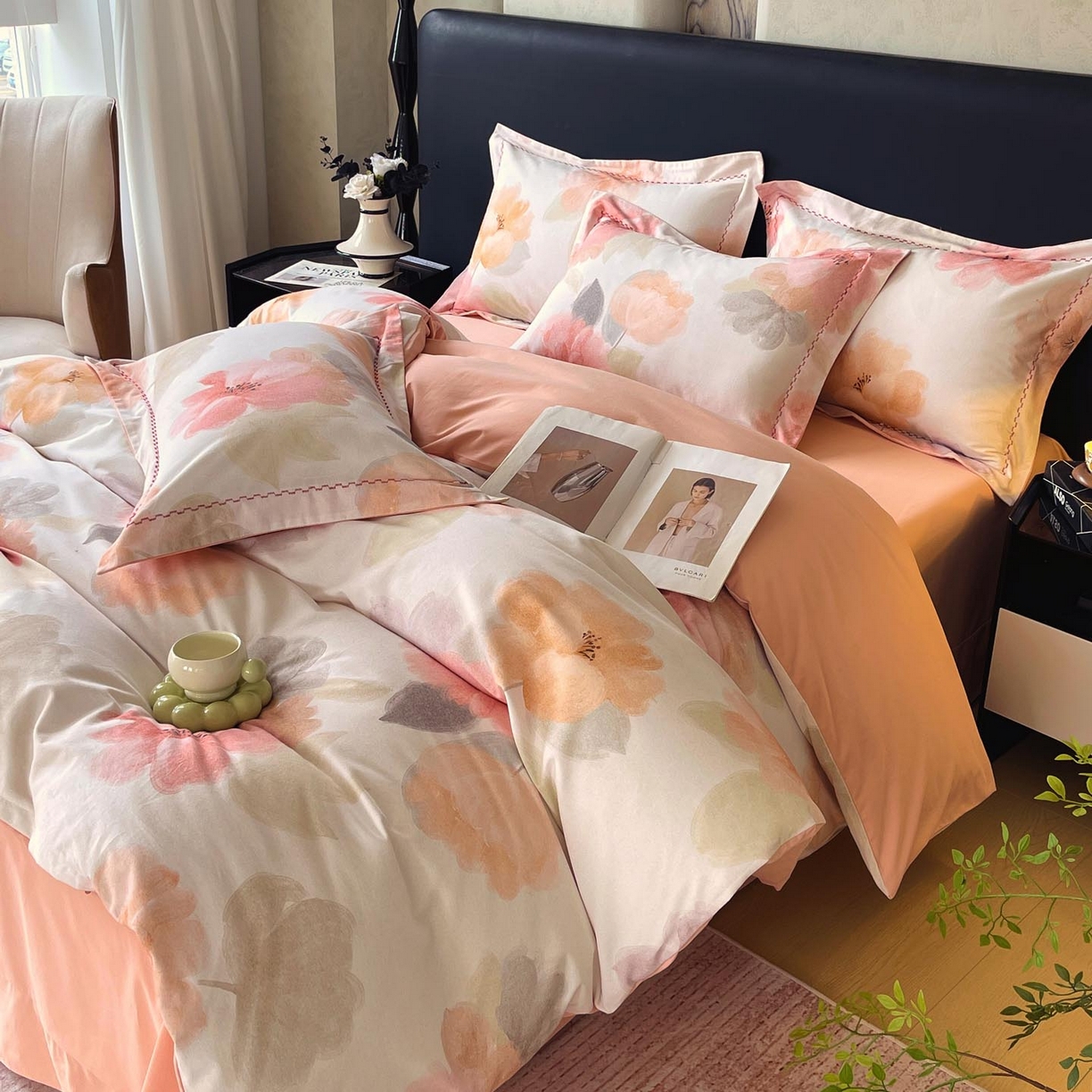 91家纺网 家纺一手货源 找家纺 慕希家纺 2025新款疆大白全棉纯棉加厚生态磨毛四件套 夕雾