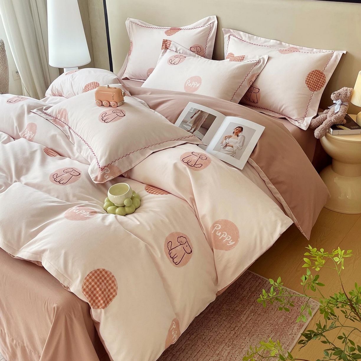 91家纺网 家纺一手货源 找家纺 慕希家纺 2025新款疆大白全棉纯棉加厚生态磨毛四件套 小狗puppy