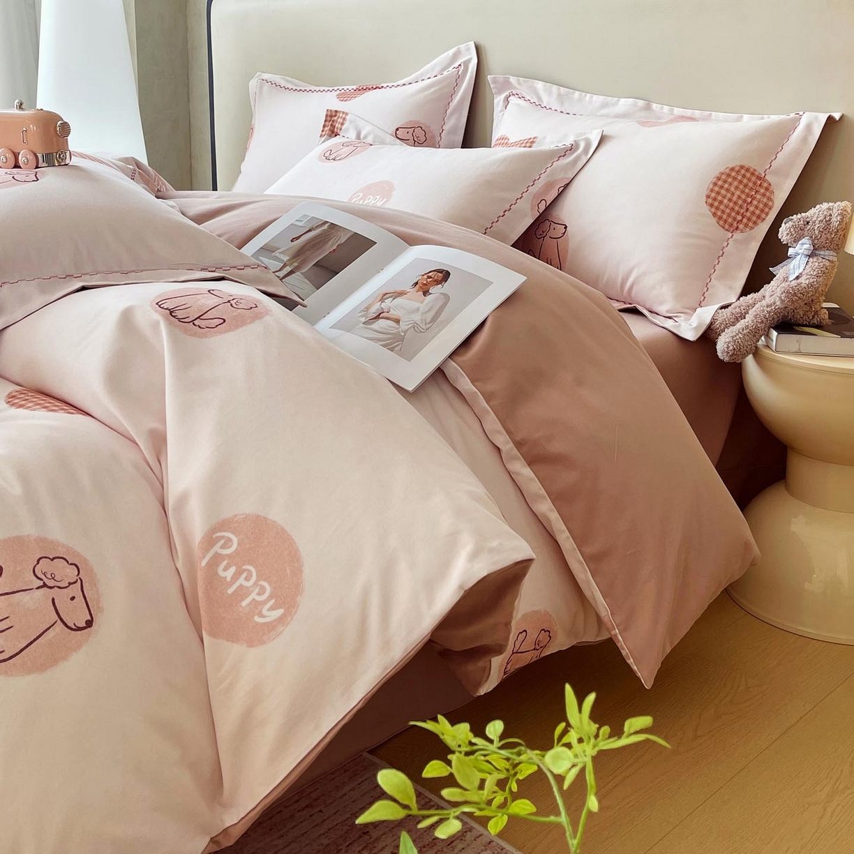 91家纺网 家纺一手货源 找家纺 慕希家纺 2025新款疆大白全棉纯棉加厚生态磨毛四件套 小狗puppy