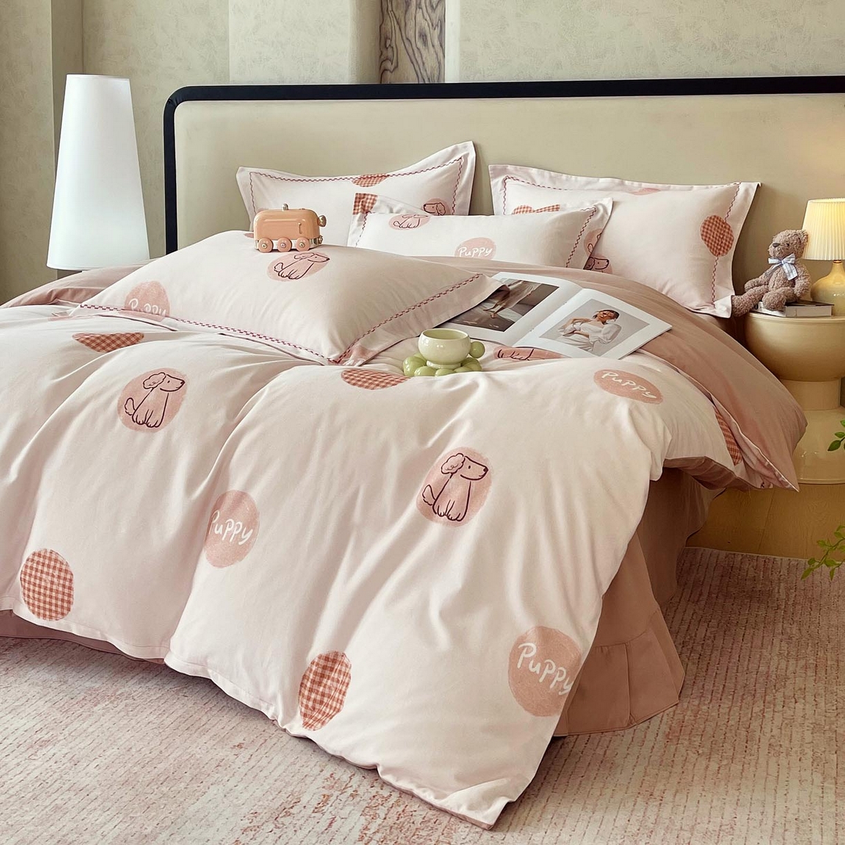 91家纺网 家纺一手货源 找家纺 慕希家纺 2025新款疆大白全棉纯棉加厚生态磨毛四件套 小狗puppy