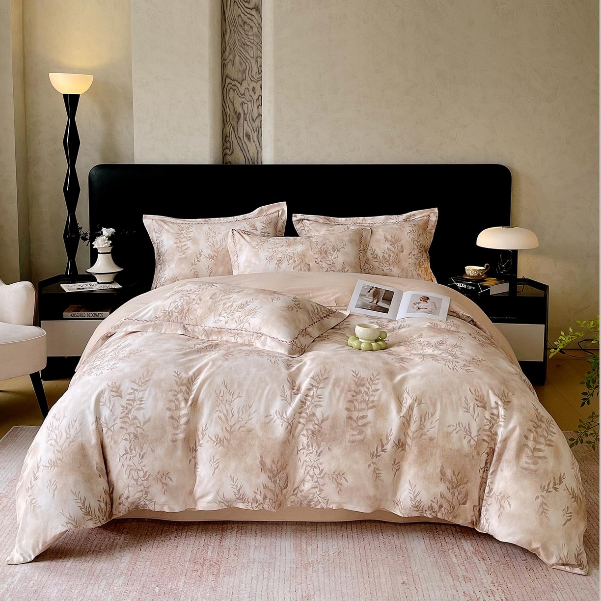 91家纺网 家纺一手货源 找家纺 慕希家纺 2025新款疆大白全棉纯棉加厚生态磨毛四件套 杏花微雨