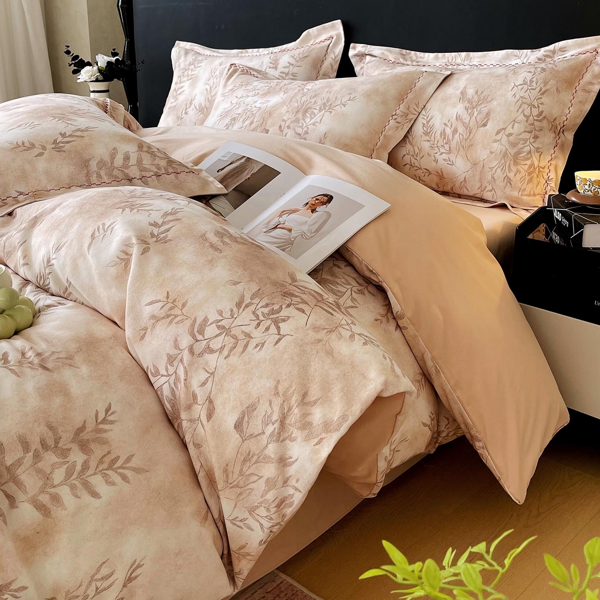 91家纺网 家纺一手货源 找家纺 慕希家纺 2025新款疆大白全棉纯棉加厚生态磨毛四件套 杏花微雨