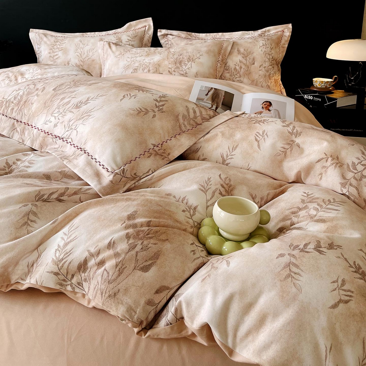 91家纺网 家纺一手货源 找家纺 慕希家纺 2025新款疆大白全棉纯棉加厚生态磨毛四件套 杏花微雨