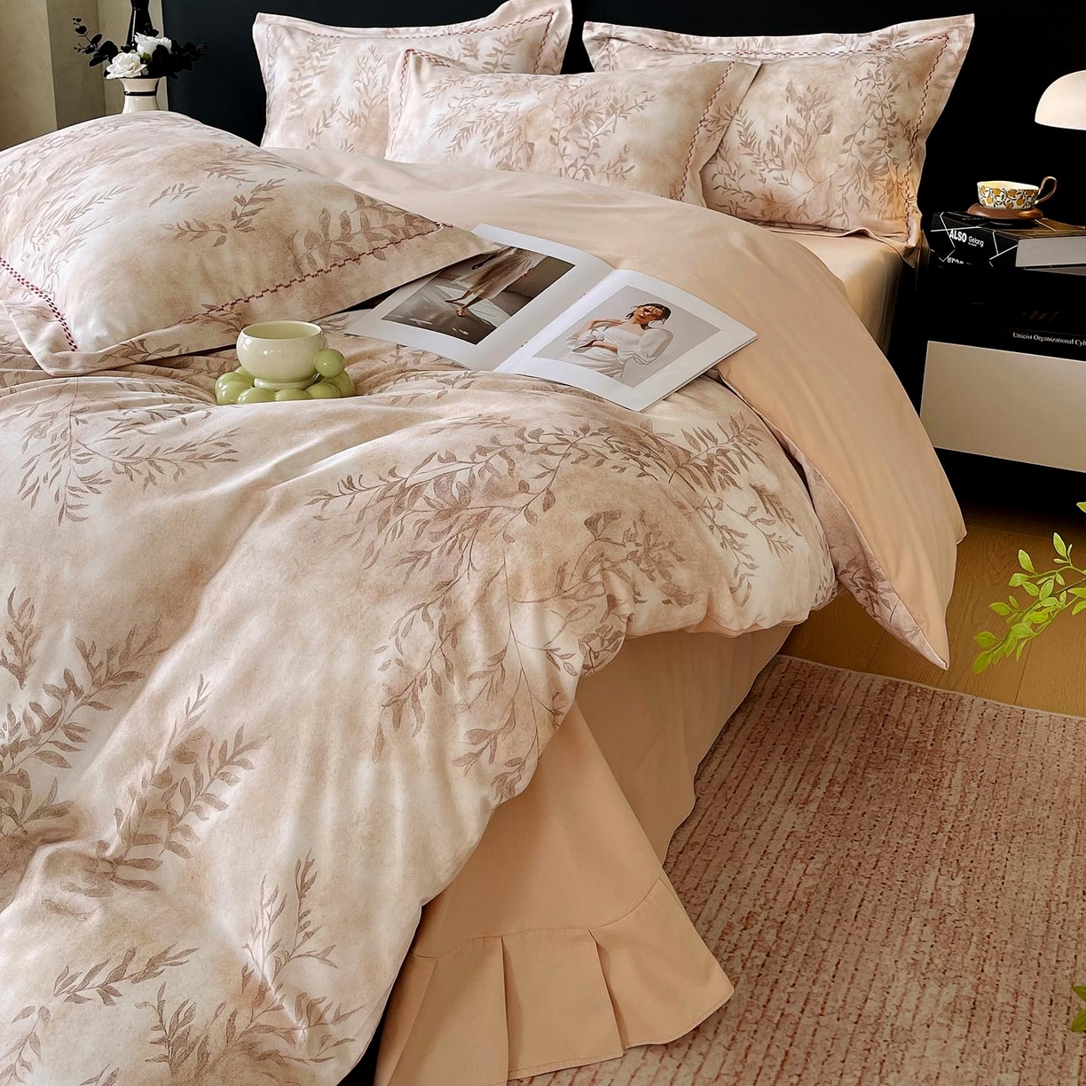 91家纺网 家纺一手货源 找家纺 慕希家纺 2025新款疆大白全棉纯棉加厚生态磨毛四件套 杏花微雨