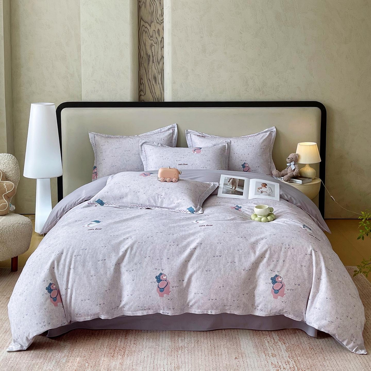 91家纺网 家纺一手货源 找家纺 慕希家纺 2025新款疆大白全棉纯棉加厚生态磨毛四件套 幸福熊