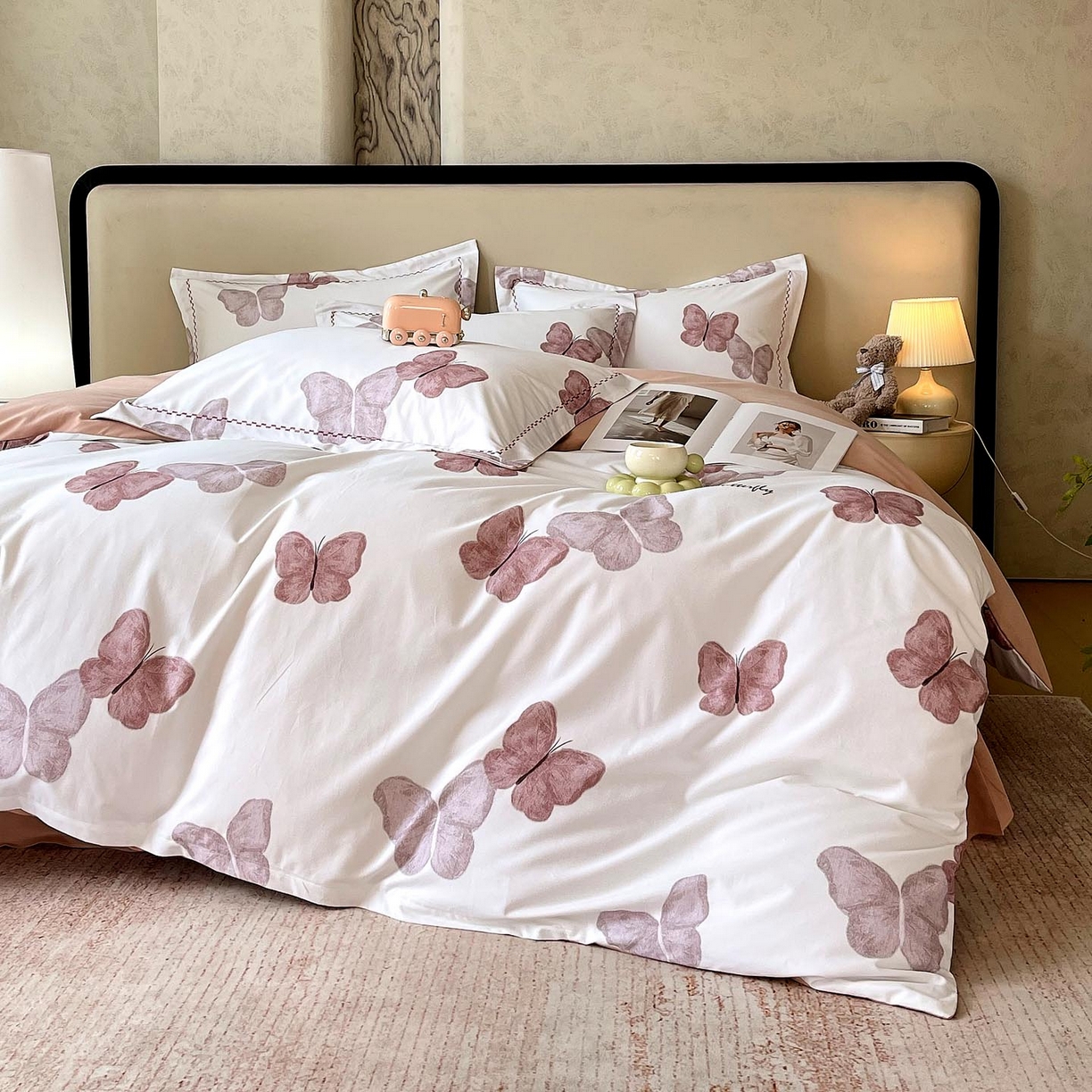 91家纺网 家纺一手货源 找家纺 慕希家纺 2025新款疆大白全棉纯棉加厚生态磨毛四件套 伊伴-豆沙