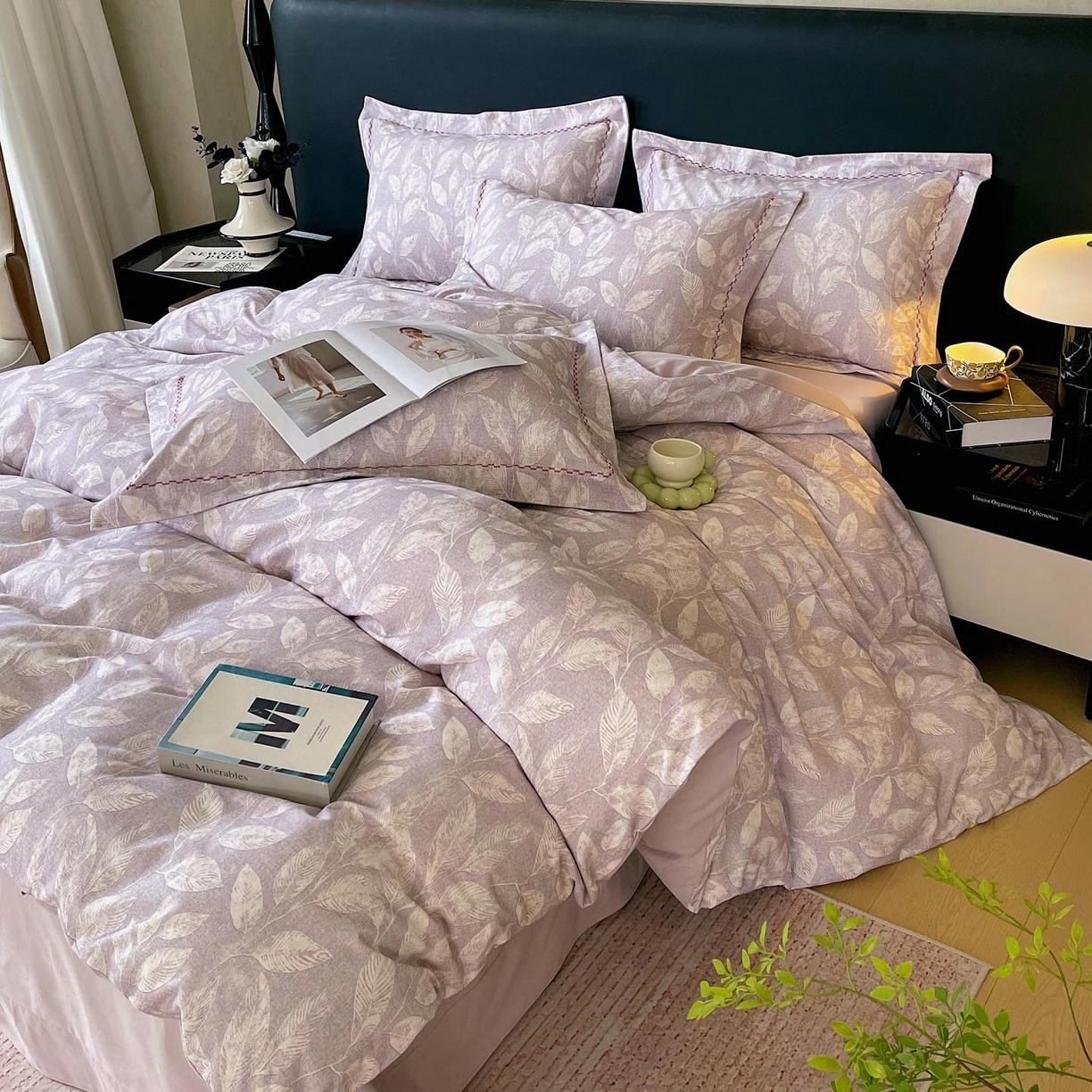 91家纺网 家纺一手货源 找家纺 慕希家纺 2025新款疆大白全棉纯棉加厚生态磨毛四件套 悠草-咖