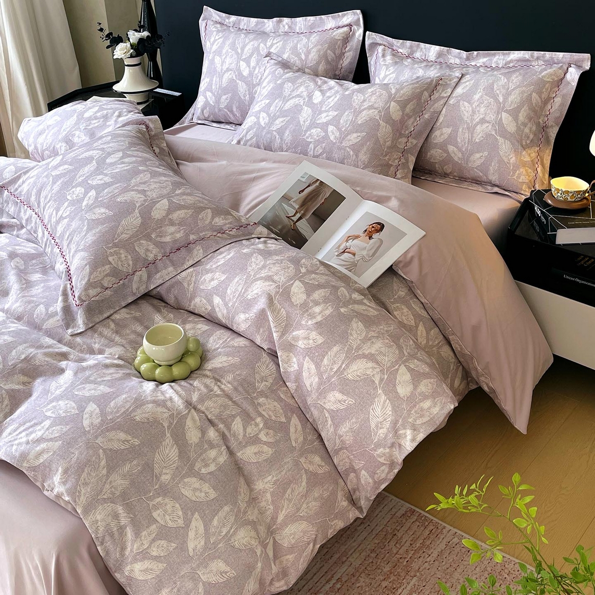 91家纺网 家纺一手货源 找家纺 慕希家纺 2025新款疆大白全棉纯棉加厚生态磨毛四件套 悠草-咖