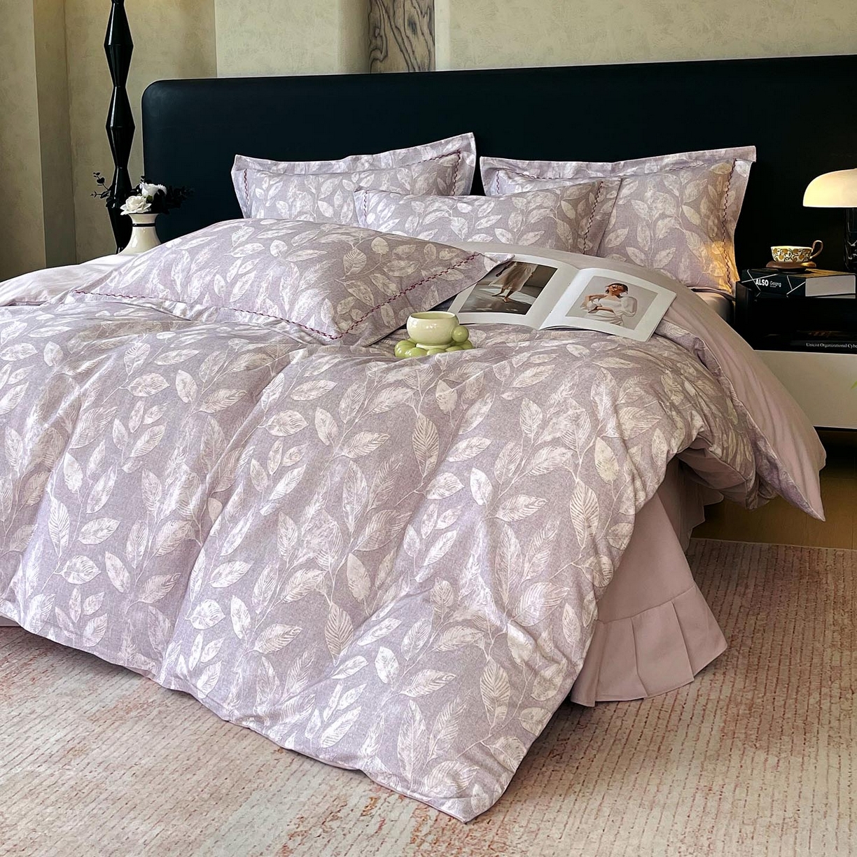 91家纺网 家纺一手货源 找家纺 慕希家纺 2025新款疆大白全棉纯棉加厚生态磨毛四件套 悠草-咖