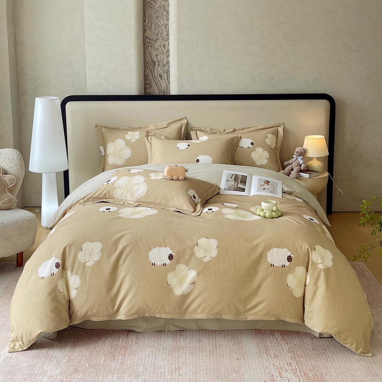 91家纺网 家纺一手货源 找家纺 慕希家纺 2025新款疆大白全棉纯棉加厚生态磨毛四件套 悠闲午后