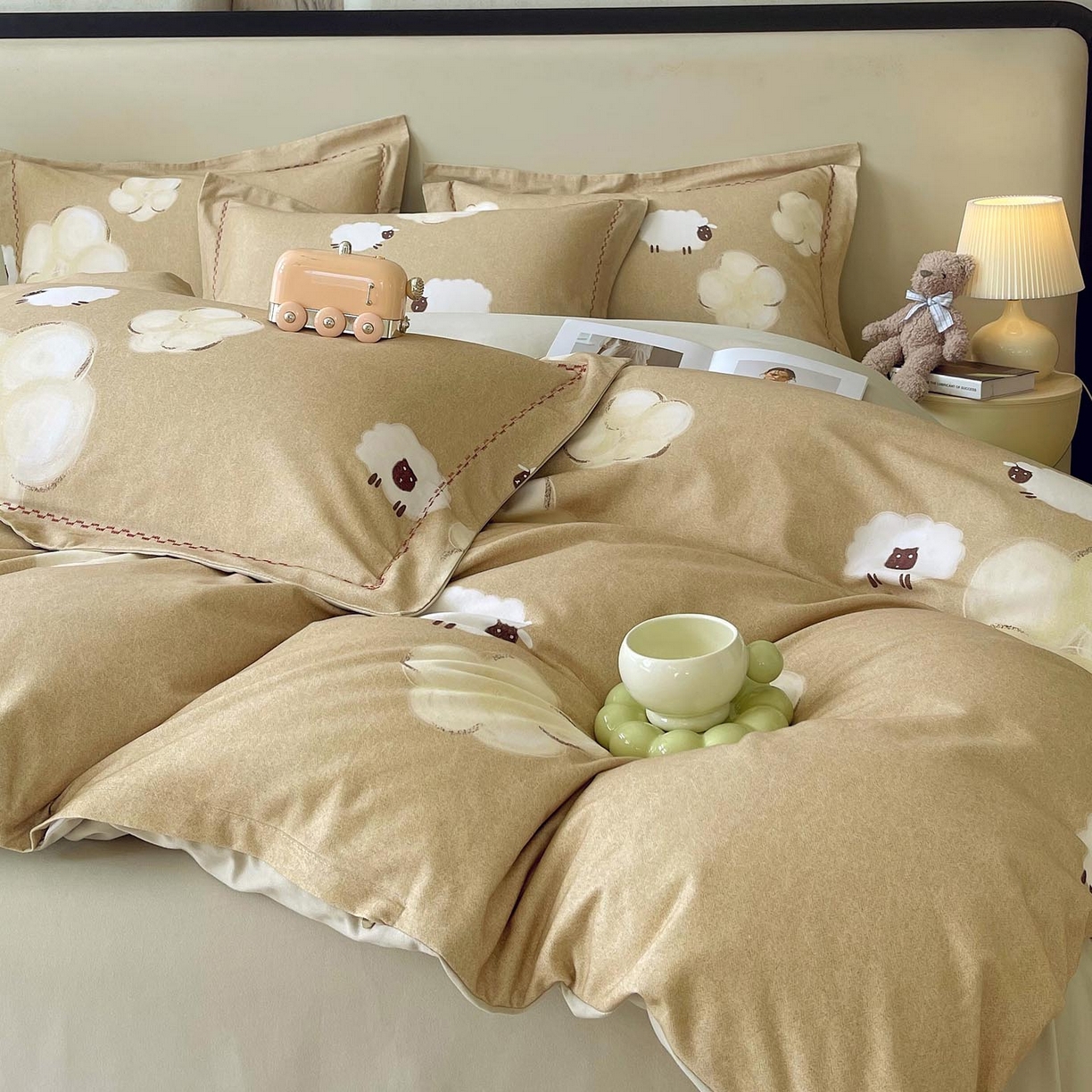 91家纺网 家纺一手货源 找家纺 慕希家纺 2025新款疆大白全棉纯棉加厚生态磨毛四件套 悠闲午后