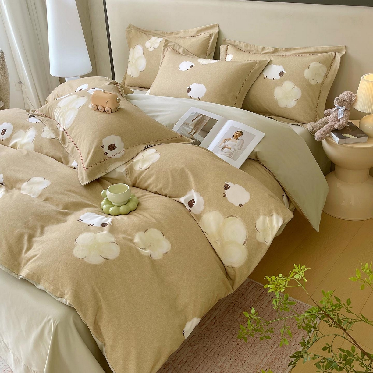 91家纺网 家纺一手货源 找家纺 慕希家纺 2025新款疆大白全棉纯棉加厚生态磨毛四件套 悠闲午后