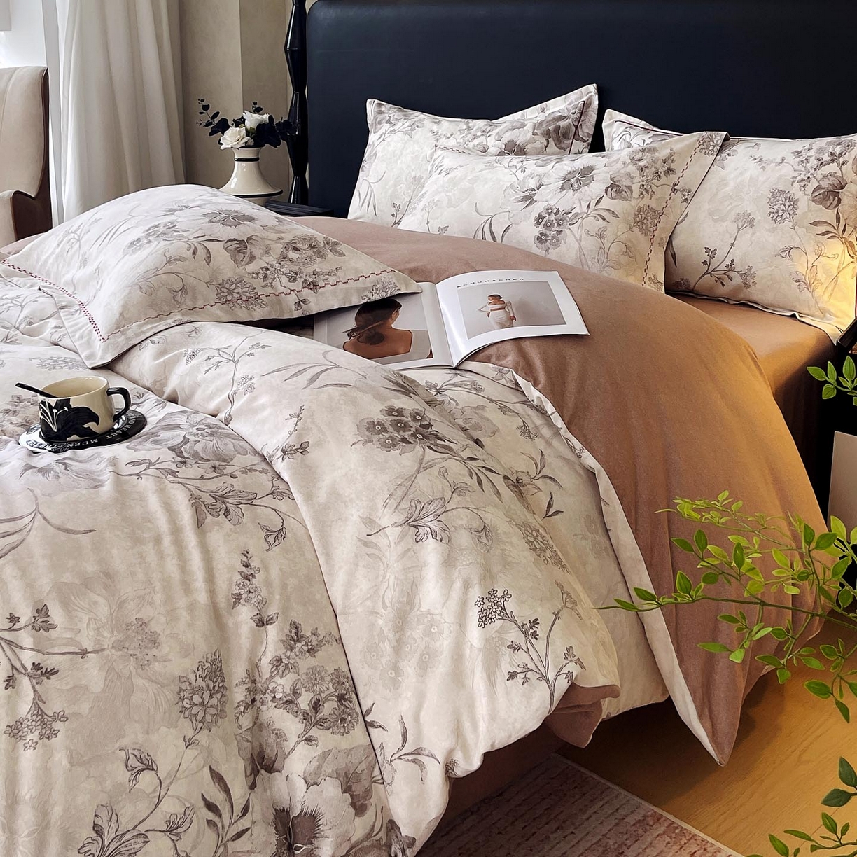 91家纺网 家纺一手货源 找家纺 慕希家纺 2025新款疆大白全棉纯棉加厚生态磨毛四件套 远黛-灰