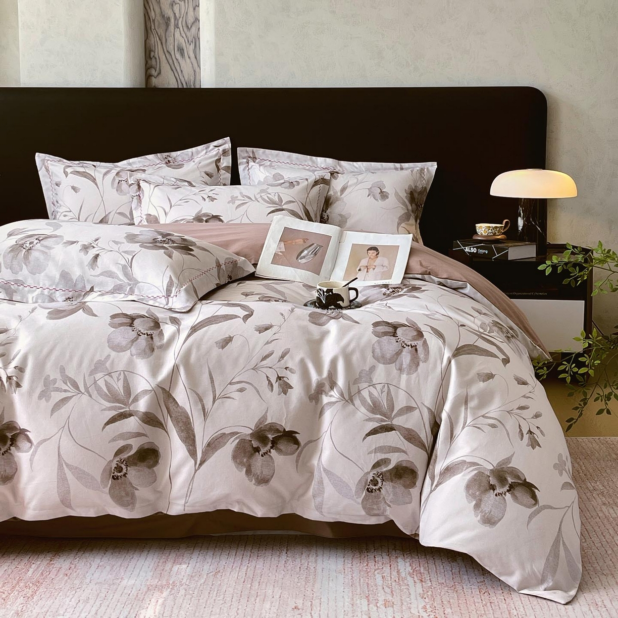 91家纺网 家纺一手货源 找家纺 慕希家纺 2025新款疆大白全棉纯棉加厚生态磨毛四件套 知茵-咖