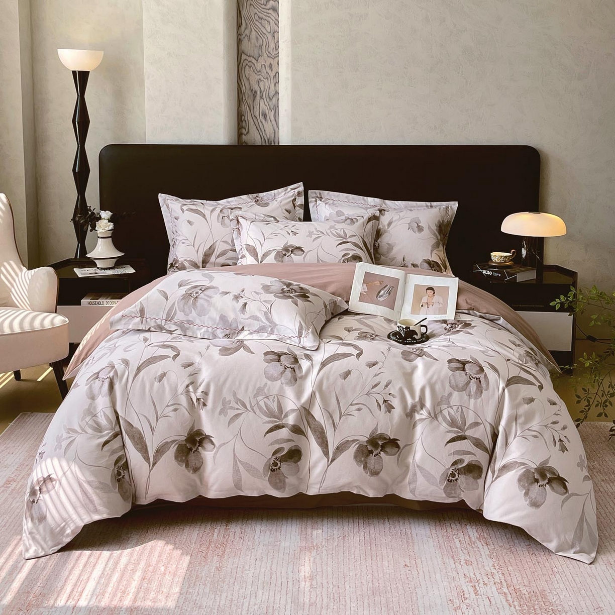 91家纺网 家纺一手货源 找家纺 慕希家纺 2025新款疆大白全棉纯棉加厚生态磨毛四件套 知茵-咖