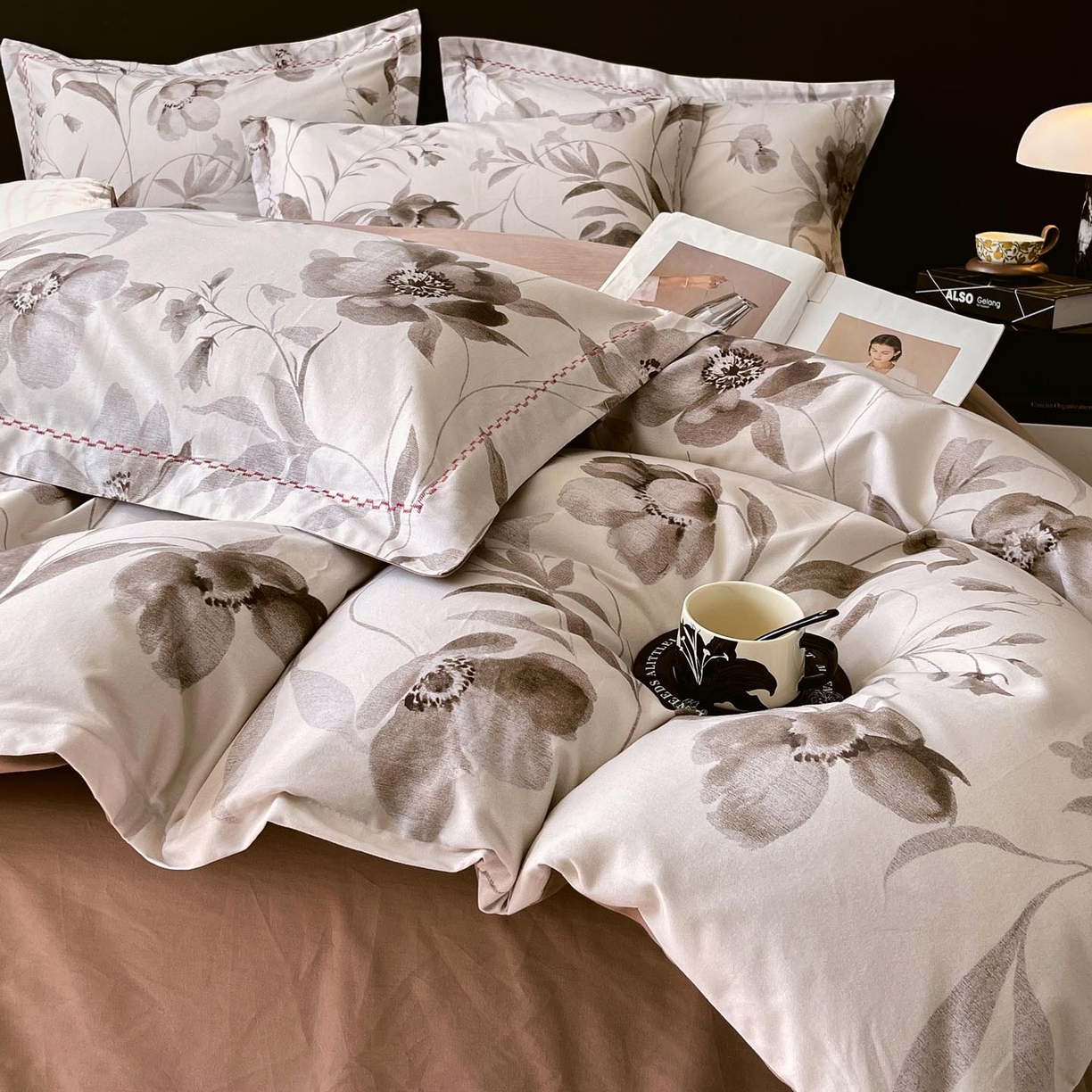 91家纺网 家纺一手货源 找家纺 慕希家纺 2025新款疆大白全棉纯棉加厚生态磨毛四件套 知茵-咖