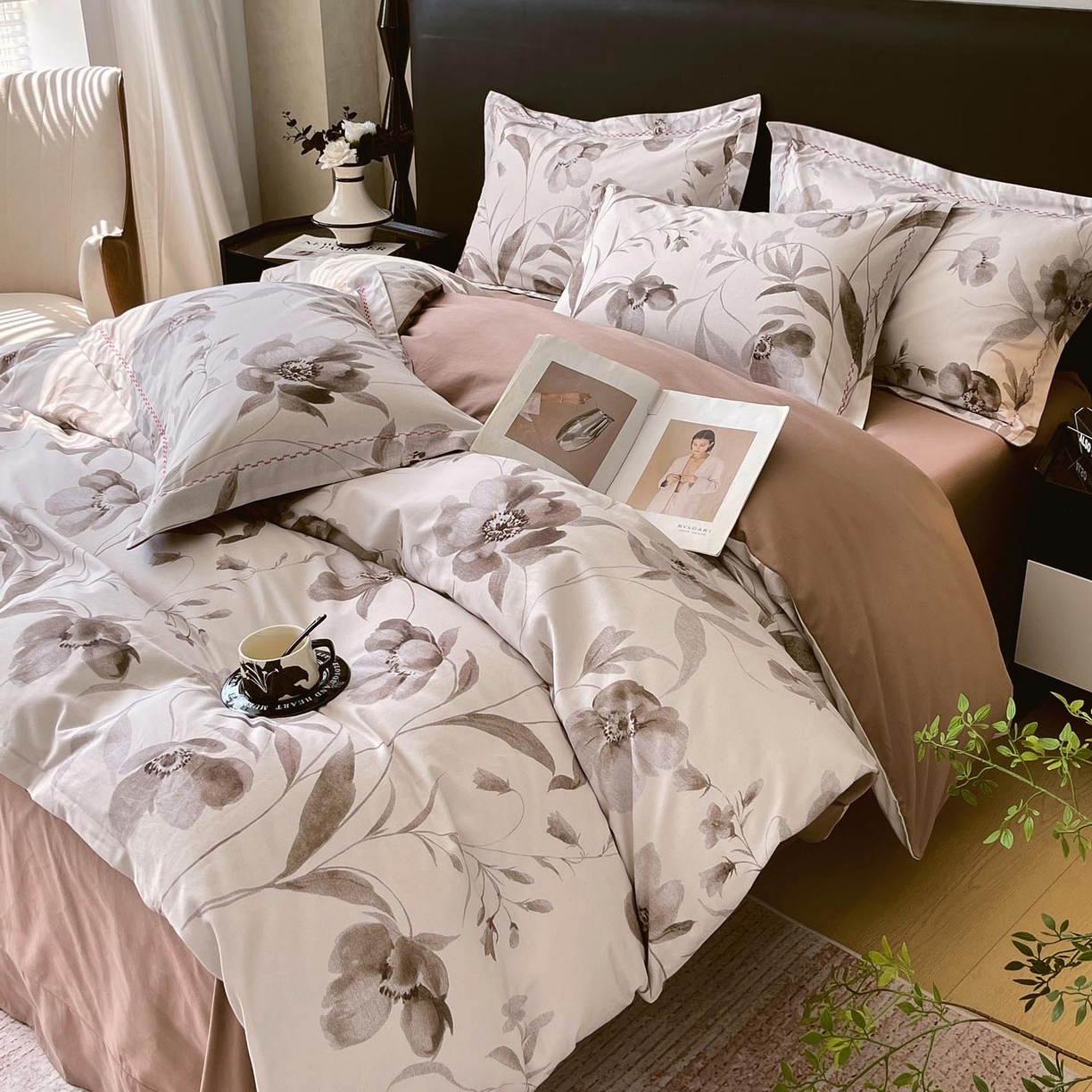 91家纺网 家纺一手货源 找家纺 慕希家纺 2025新款疆大白全棉纯棉加厚生态磨毛四件套 知茵-咖