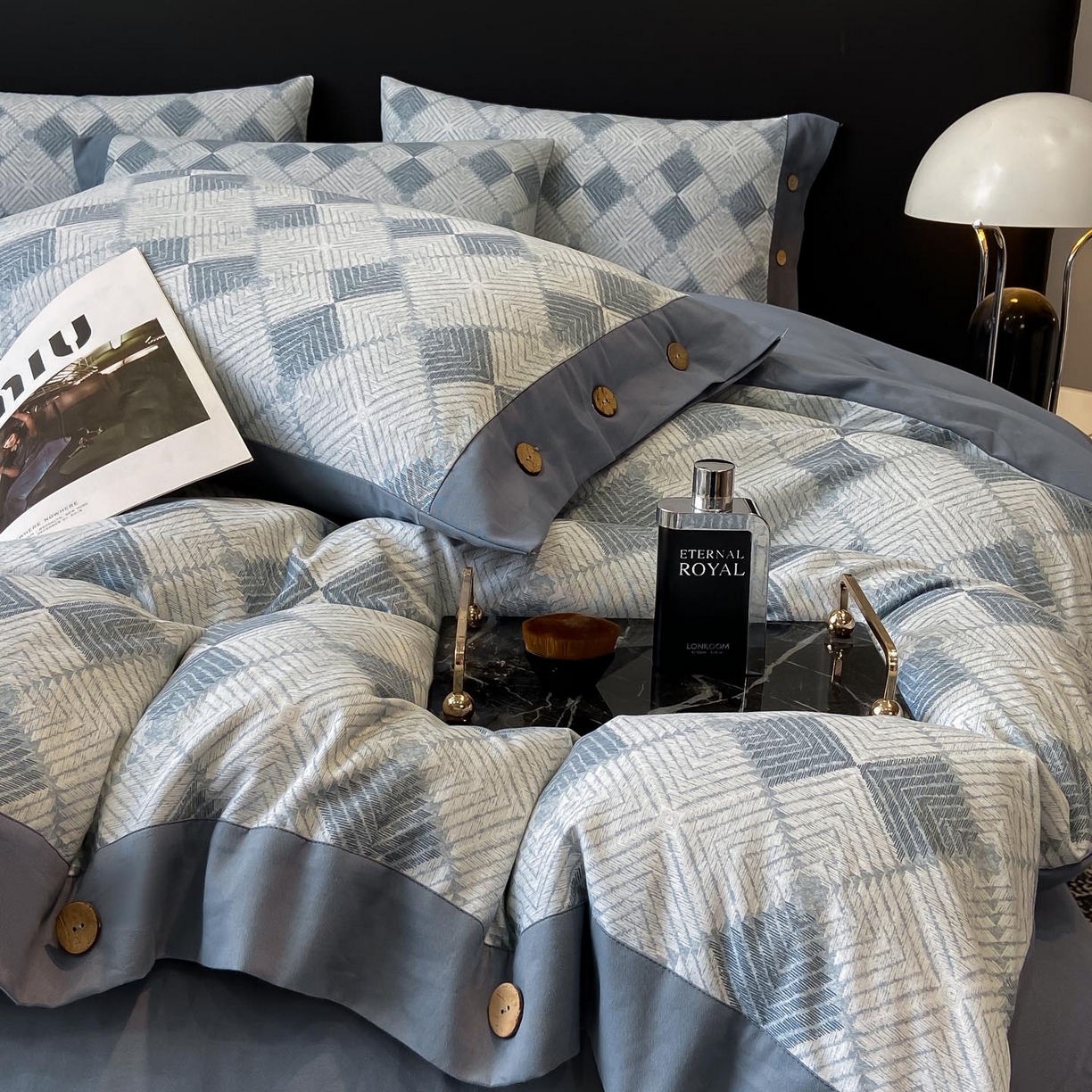 （总）慕希家纺 2025新款全棉纯棉轻奢加厚磨毛纽扣款四件套