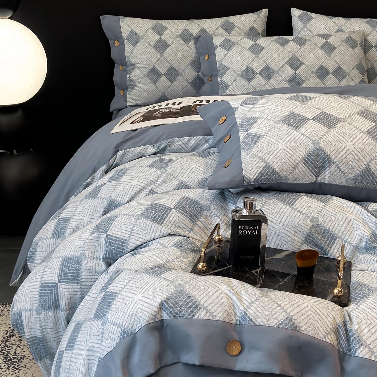 91家纺网 家纺一手货源 找家纺 （总）慕希家纺 2025新款全棉纯棉轻奢加厚磨毛纽扣款四件套