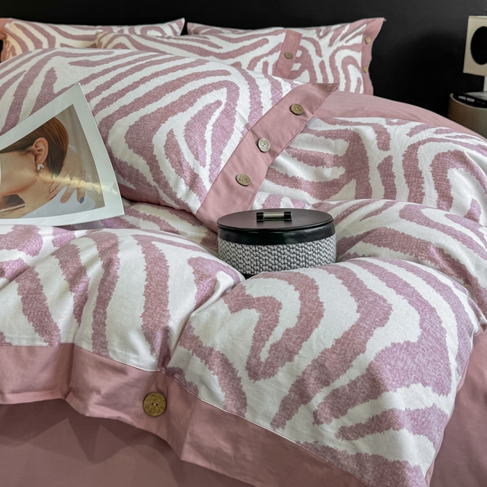 91家纺网 家纺一手货源 找家纺 （总）慕希家纺 2025新款全棉纯棉轻奢加厚磨毛纽扣款四件套