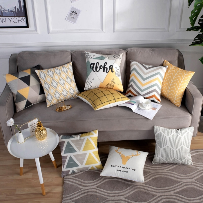 91家纺网 家纺一手货源 找家纺 （总）新奇异 2025新款竹节麻抱枕靠垫 （支持定制）