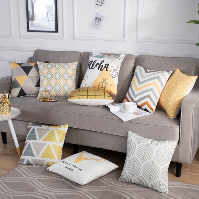 91家纺网 家纺一手货源 找家纺 （总）新奇异 2025新款竹节麻抱枕靠垫 （支持定制）