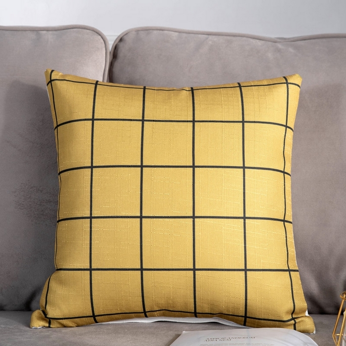 91家纺网 家纺一手货源 找家纺 新奇异 2025新款竹节麻抱枕靠垫 （支持定制） 方格