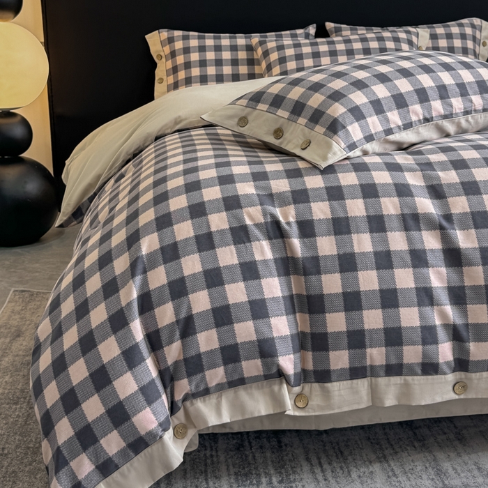 91家纺网 家纺一手货源 找家纺 慕希家纺 2025新款全棉纯棉轻奢加厚磨毛纽扣款四件套 乐享