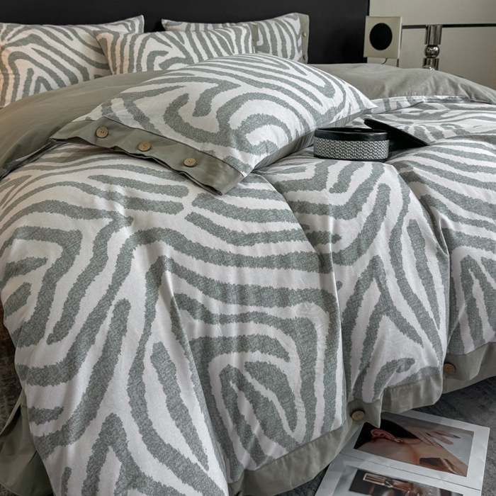 91家纺网 家纺一手货源 找家纺 慕希家纺 2025新款全棉纯棉轻奢加厚磨毛纽扣款四件套 马德里-绿