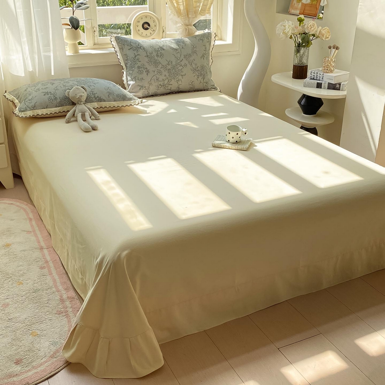 91家纺网 家纺一手货源 找家纺 （总）慕希家纺 2025新款全棉纯棉加厚赫本风花边磨毛四件套