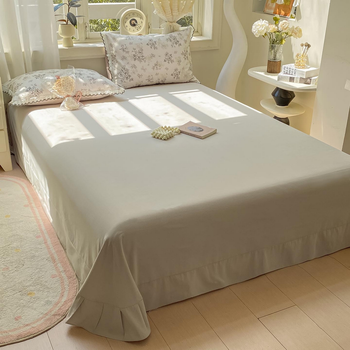 91家纺网 家纺一手货源 找家纺 慕希家纺 2025新款全棉纯棉加厚赫本风花边磨毛四件套 雷雅-黄