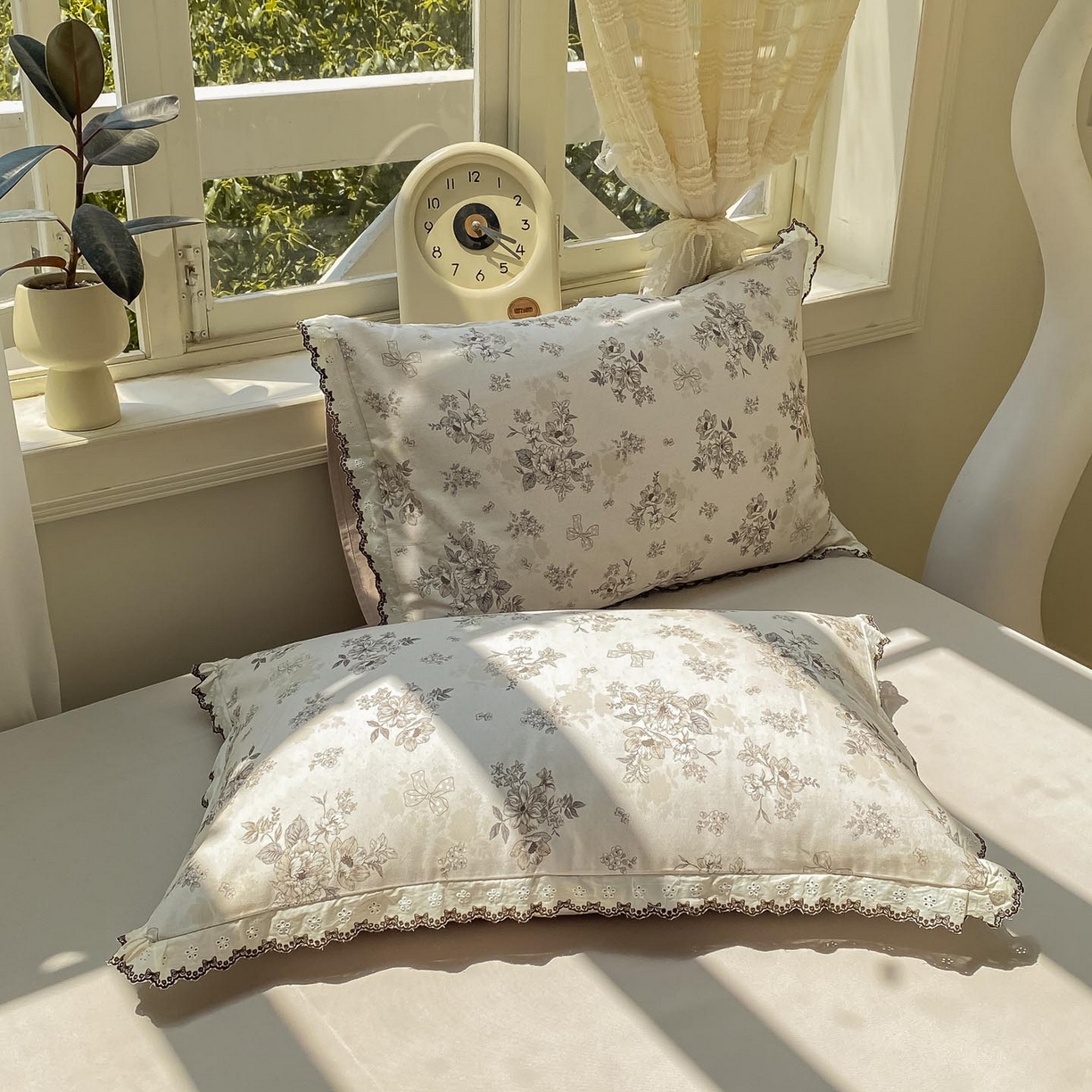 91家纺网 家纺一手货源 找家纺 慕希家纺 2025新款全棉纯棉加厚赫本风花边磨毛四件套 雷雅-黄