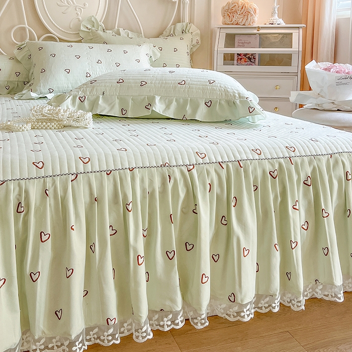 91家纺网 家纺一手货源 找家纺 网红馆（ck家纺）2025新款针织印花床裙四件套 薄荷甜心