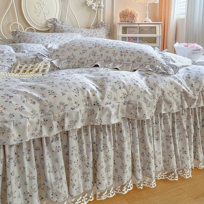 91家纺网 家纺一手货源 找家纺 网红馆（ck家纺）2025新款针织印花床裙四件套 春序