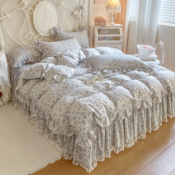 91家纺网 家纺一手货源 找家纺 网红馆（ck家纺）2025新款针织印花床裙四件套 春序